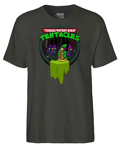 Teenage Mutant Ninja Tentacles - gaming, Tentacle, Day of the tentacle, point and click, adventure, classic gaming, mashup - Fairtrade T-Shirt