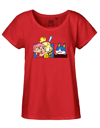 Meme Crossing - gaming, meme, AC, Girl yelling at cat - Fairtrade Girl Shirt