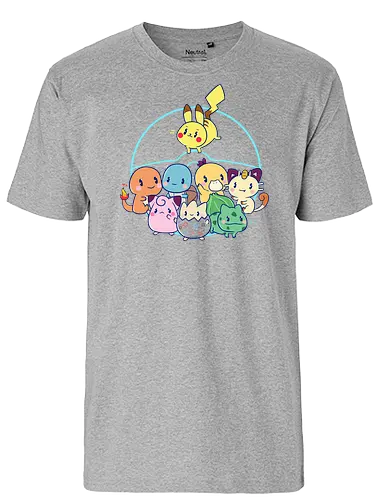 Pokecute - pocket, mon, monster, cute, kawaii, catch, gaming, game, anime - Fairtrade T-Shirt
