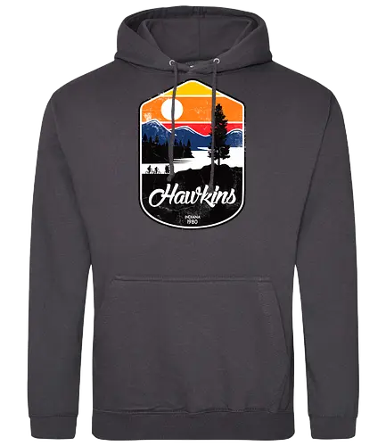 Hawkins - stranger, things, hawkins, indiana, stranger kids, eleven, dustin, mike, will, sunset - Standard Hoodie
