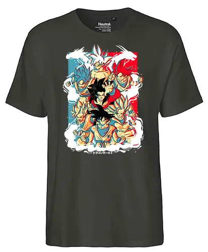Goku transformations - anime, goku, db, dbz, ball, dragon, son - Fairtrade T-Shirt