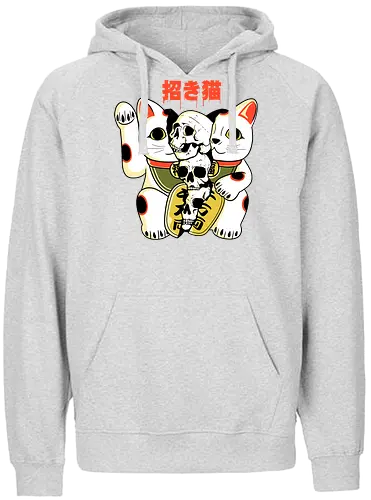 Skull Maneki Neko - skull, schädel, maneki neko, katze, cat, japan - Fairtrade Hoodie