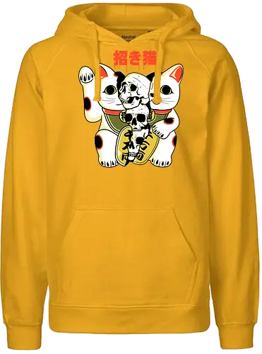 Skull Maneki Neko - skull, schädel, maneki neko, katze, cat, japan - Fairtrade Hoodie