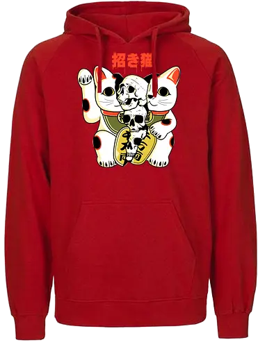 Skull Maneki Neko - skull, schädel, maneki neko, katze, cat, japan - Fairtrade Hoodie