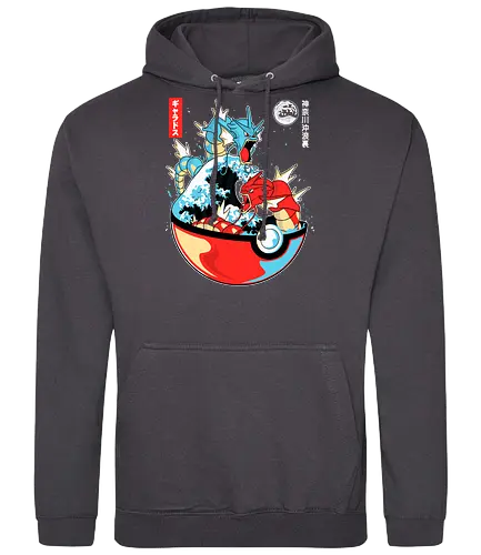 The Great Wave of Gyarados - gaming, pocket, monster, wave, mashup - Standard Hoodie