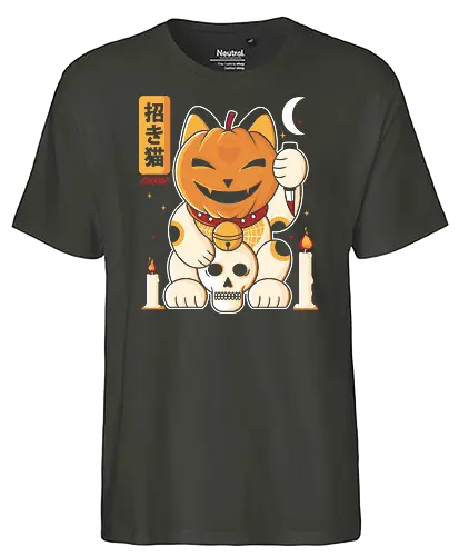 Terror Cat - cat, katze, pumpkin, lucky cat, halloween - Fairtrade T-Shirt