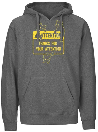 Attention - attention, Cats, katze, warning - Fairtrade Hoodie