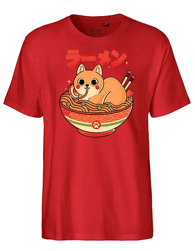Ramen Cat - cat, katze, ramen, noodle - Fairtrade T-Shirt