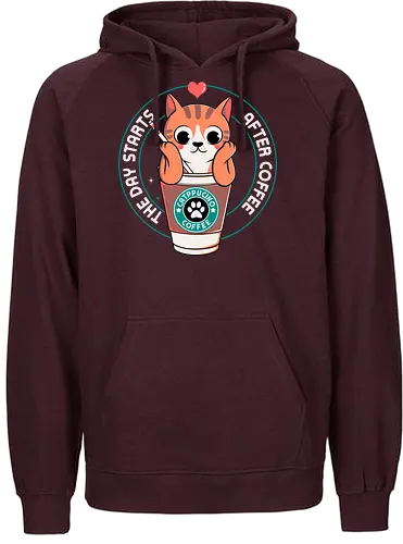 Catppuccino - cat, katze, kaffee, Cappuccino - Fairtrade Hoodie