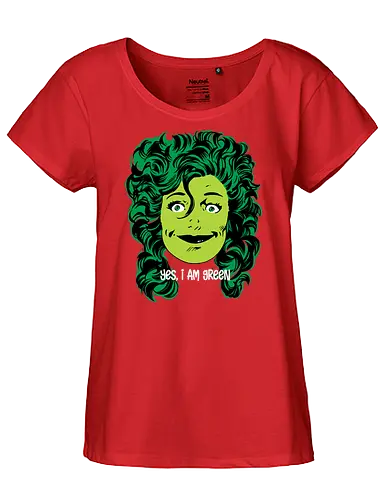 Yes, I am Green - comic, green, hero - Fairtrade Girl Shirt