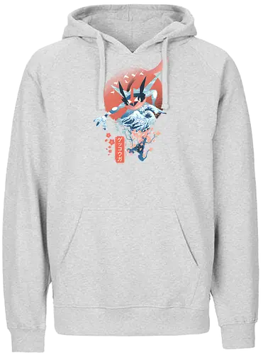 Ukiyo Ninja - pocket, monster, ukiyo-e, sakura, nippon, japan, fuji, fujisan, gaming, classic gaming, ninja - Fairtrade Hoodie