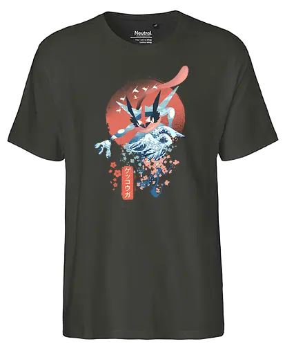 Ukiyo Ninja - pocket, monster, ukiyo-e, sakura, nippon, japan, fuji, fujisan, gaming, classic gaming, ninja - Fairtrade T-Shirt