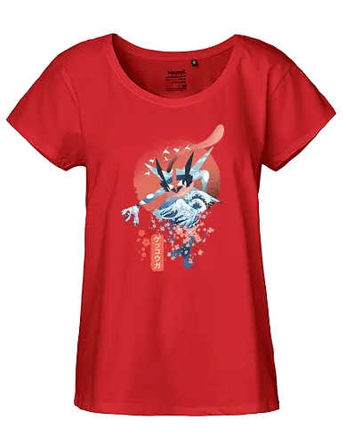 Ukiyo Ninja - pocket, monster, ukiyo-e, sakura, nippon, japan, fuji, fujisan, gaming, classic gaming, ninja - Fairtrade Girl Shirt
