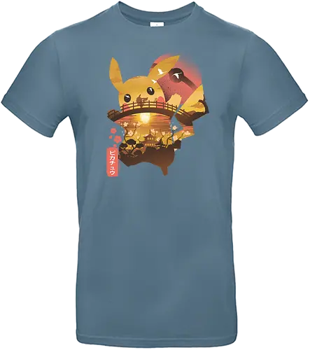 Ukiyo Electro - pocket, monster, ukiyo-e, sakura, nippon, japan, fuji, fujisan, gaming, classic gaming, electro, electric, mouse - Standard T-Shirt