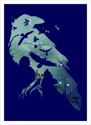 Murder of Crows - crow, krähe, game, lied, eis, feuer, snow, wall, throConsole - Kunstdruck