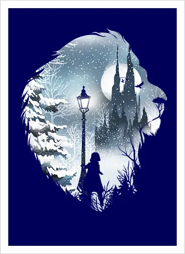 Mystical Winter - lion, white witch, winter, löwe, aslan, cupboard, schrank, fantasy, märchen, lucy - Kunstdruck