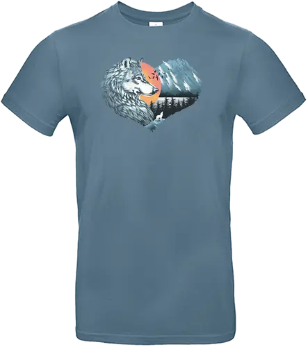 Wolf Love - love, liebe, art, illustration, wolf, nature, natur, freedom, forest, wald - Standard T-Shirt