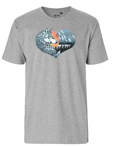 Wolf Love - love, liebe, art, illustration, wolf, nature, natur, freedom, forest, wald - Fairtrade T-Shirt
