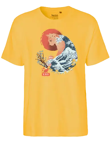 Spirit Cat - cat, katze, spirit, spring, frühling, japan, traditional, wave, welle, sakura - Fairtrade T-Shirt