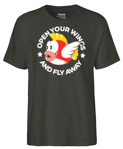 Fly Away - gaming, plumber, fish - Fairtrade T-Shirt