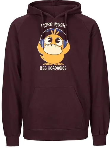 More Music - music, duck, pocket, monster - Fairtrade Hoodie