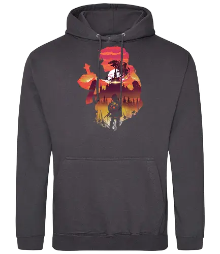 Sunset Adventurer - wild, sunset, sonne, sonnenuntergang, gaming, games, open world, classic gaming, retrogames, Princess, Hero of Time, Breath - Standard Hoodie