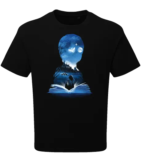 First Book of Magic - magic, magie, wizard, school, wizardry, witch, hexe, zauberer, schule, owl, eule, schloss, castle - Oversize T-Shirt