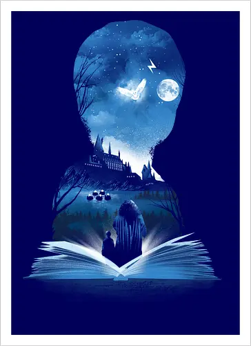 First Book of Magic - magic, magie, wizard, school, wizardry, witch, hexe, zauberer, schule, owl, eule, schloss, castle - Kunstdruck