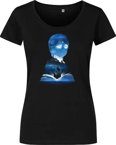 First Book of Magic - magic, magie, wizard, school, wizardry, witch, hexe, zauberer, schule, owl, eule, schloss, castle - Damen T-Shirt