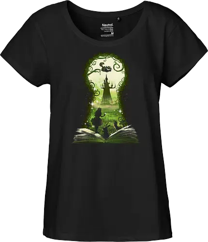 Book of Wonders - alice, wunderland, wonderland, cheshire, cat, katze, grinsen, rabbithole, rabbit, kaninchen - Fairtrade Girl Shirt