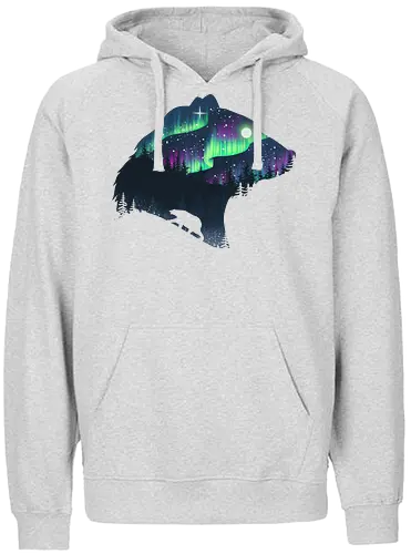 Northern Lights - nature, northern lights, polarlichter, wald, bär, natur, tannen, pineforest, br - Fairtrade Hoodie