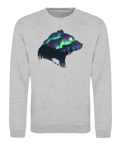 Northern Lights - nature, northern lights, polarlichter, wald, bär, natur, tannen, pineforest, br - Sweatshirt