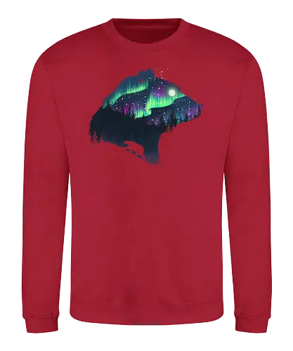 Northern Lights - nature, northern lights, polarlichter, wald, bär, natur, tannen, pineforest, br - Sweatshirt
