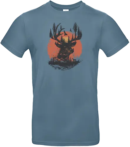 Deer - deer, hirsch, stag, sunset, forest, wald, natur - Standard T-Shirt