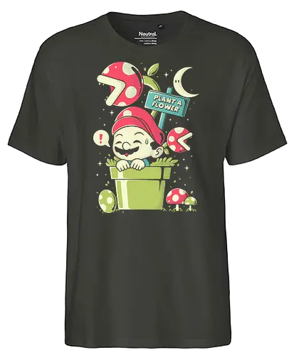 Plant a Flower - flower, plumber, italia, gaming - Fairtrade T-Shirt