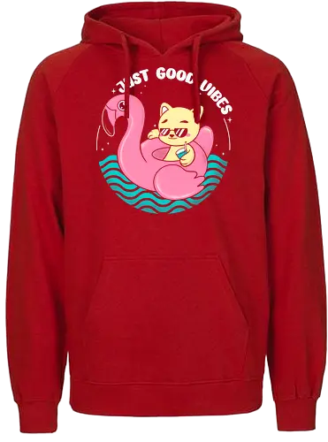 Good Vibes - vibes, flamingo, cat, katze - Fairtrade Hoodie