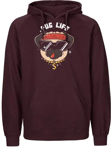 Pug Life - pug, dog, Bling bling, cool - Fairtrade Hoodie