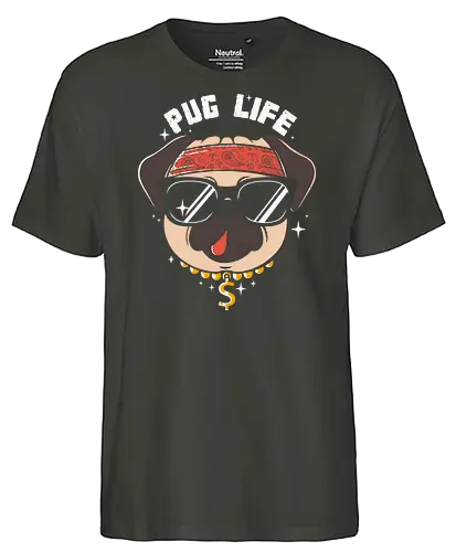 Pug Life - pug, dog, Bling bling, cool - Fairtrade T-Shirt