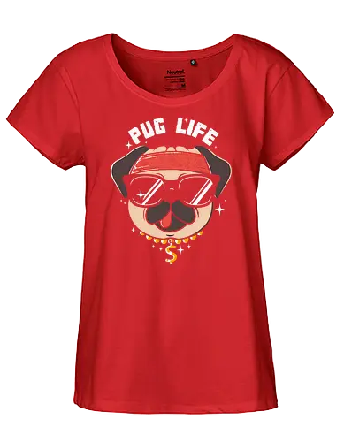 Pug Life - pug, dog, Bling bling, cool - Fairtrade Girl Shirt
