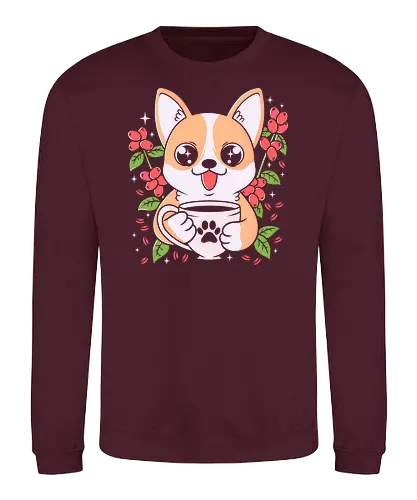 Coffee Dog - dog, coffee, corgi, love, Paw - Sweatshirt