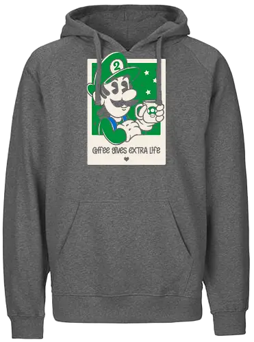 Extra Life - coffee, kaffee, luigi, coffee time - Fairtrade Hoodie