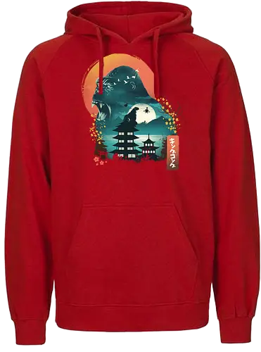 Edo Kaiju - japan, kaiju, Kaiju, ukiyo-e, monster, ape, Giant Ape - Fairtrade Hoodie