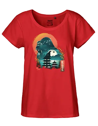 Edo Kaiju - japan, kaiju, Kaiju, ukiyo-e, monster, ape, Giant Ape - Fairtrade Girl Shirt