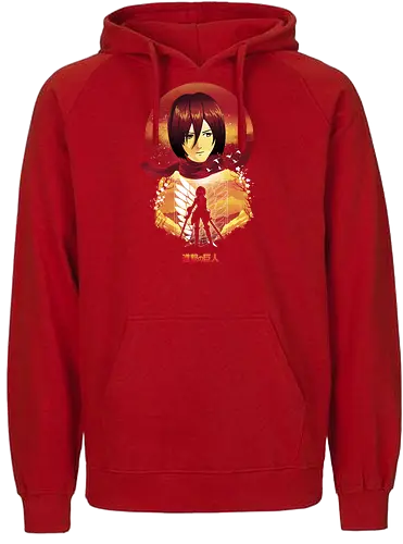 Mikasa Sunset - attack, titan, Mikasa, anime, manga - Fairtrade Hoodie