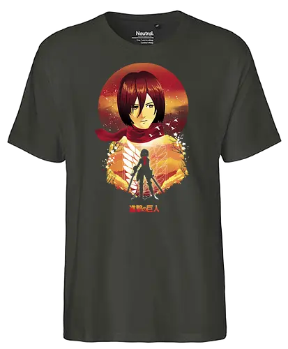 Mikasa Sunset - attack, titan, Mikasa, anime, manga - Fairtrade T-Shirt