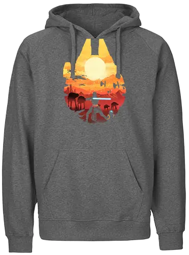 Space Sunset - scifi, movie, space opera, falcon - Fairtrade Hoodie