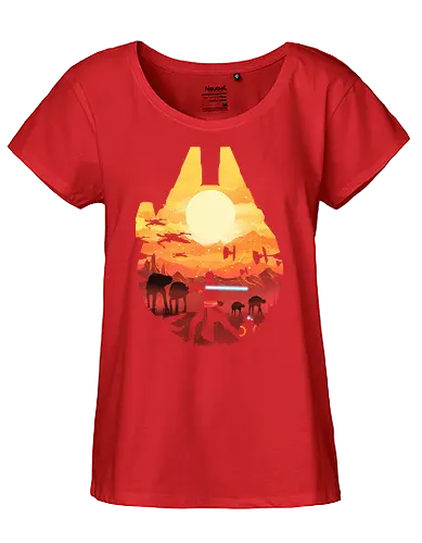 Space Sunset - scifi, movie, space opera, falcon - Fairtrade Girl Shirt