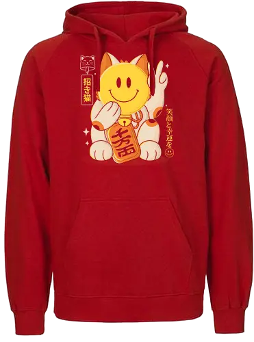 Smile Maneki Neko - Maneki, neko, lucky cat, Smile - Fairtrade Hoodie