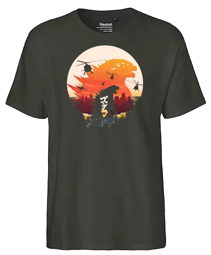 King Kaiju Sunset - kaiju, attack, japan - Fairtrade T-Shirt