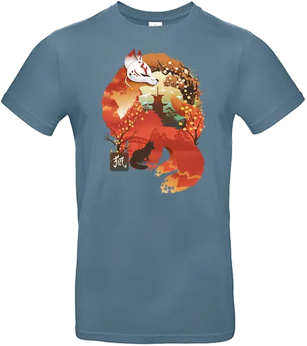 Red Fox Landscape - fox, fuchs, kitsune, inari, japan - Standard T-Shirt